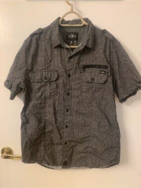 Marc Ecko Short-Sleeve Button-Down Shirt in Charcoal Speckle